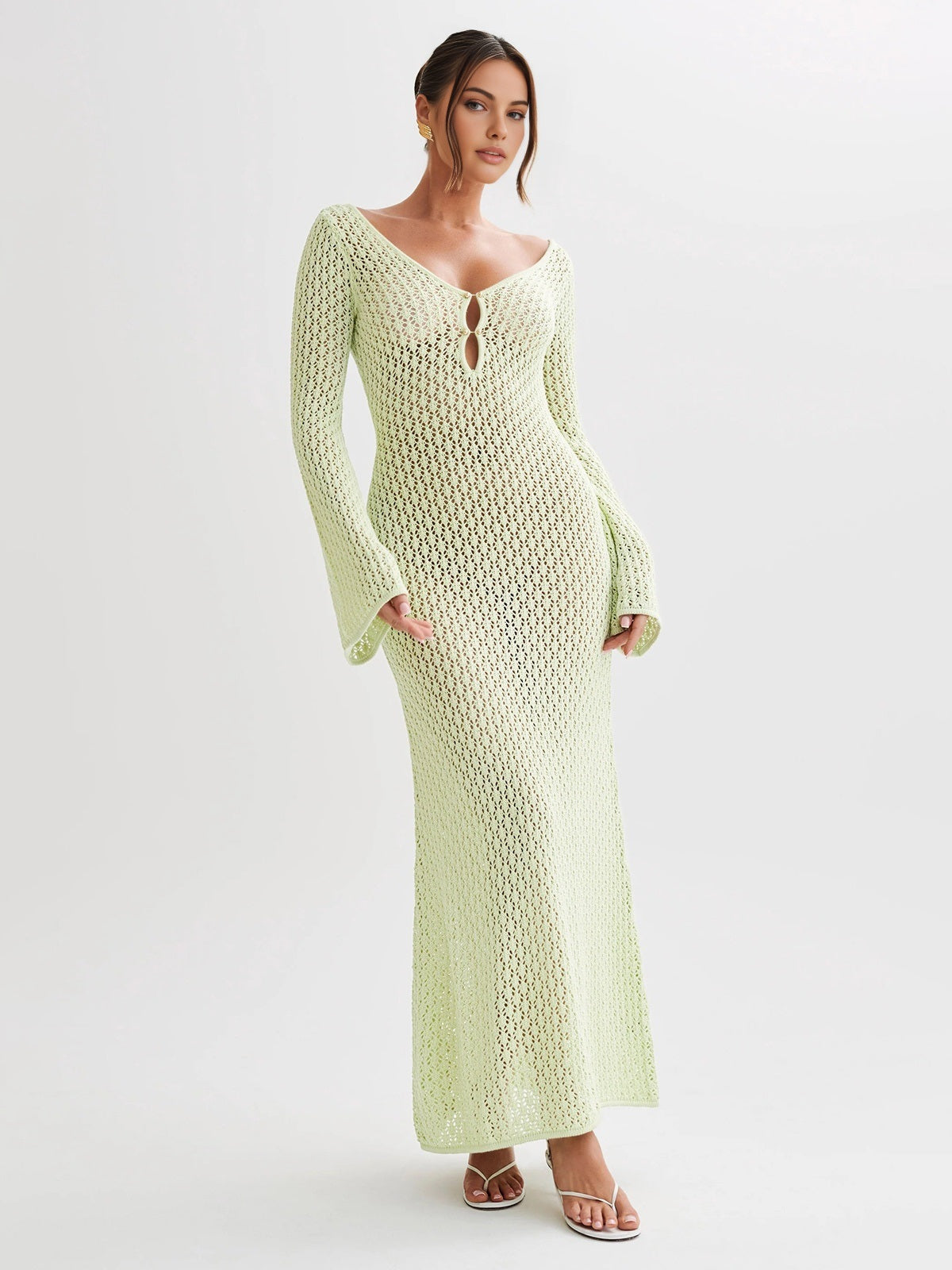 Abito da spiaggia da donna Callie - Maxi copricostume leggero con maniche lunghe e schiena scoperta