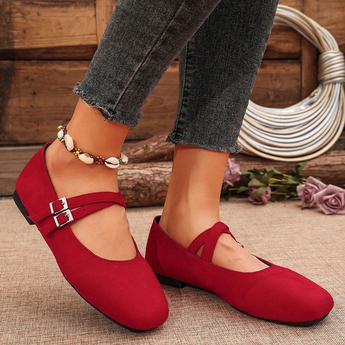 Ballerine da donna Élise – Scarpe vintage con doppio cinturino e comfort imbottito