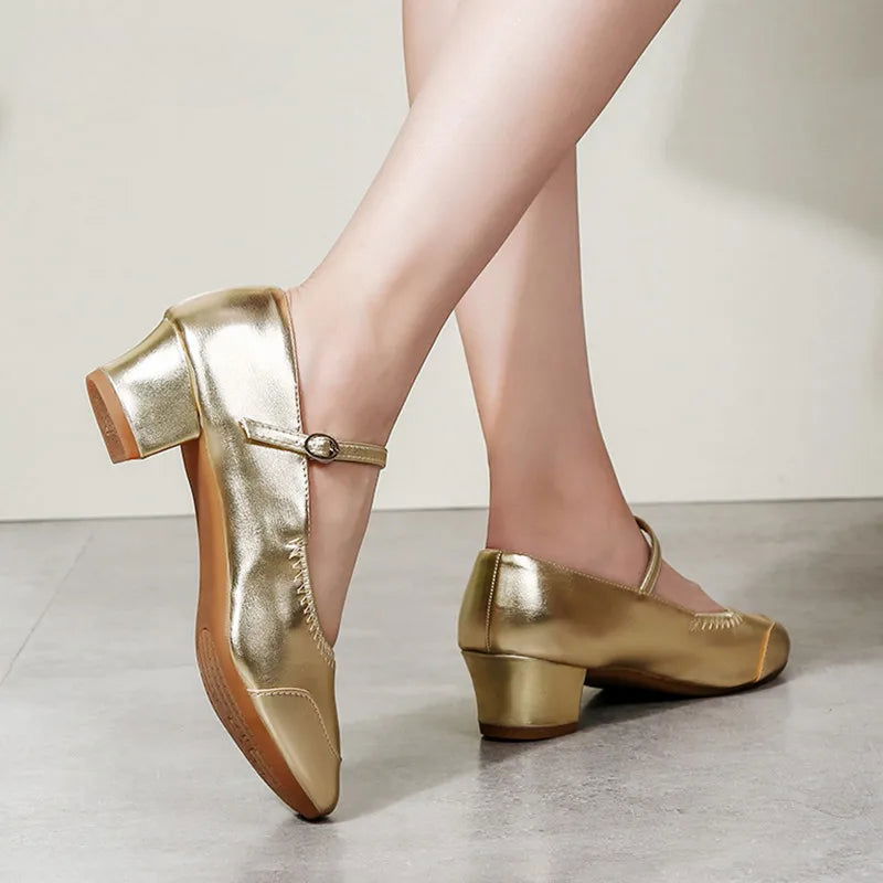 Ballerine da donna Charlotte - Eleganti scarpe con tacco basso e comodo cinturino regolabile