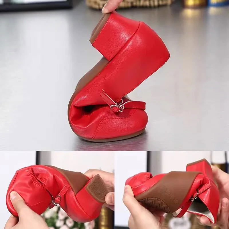 Ballerine da donna Charlotte - Eleganti scarpe con tacco basso e comodo cinturino regolabile