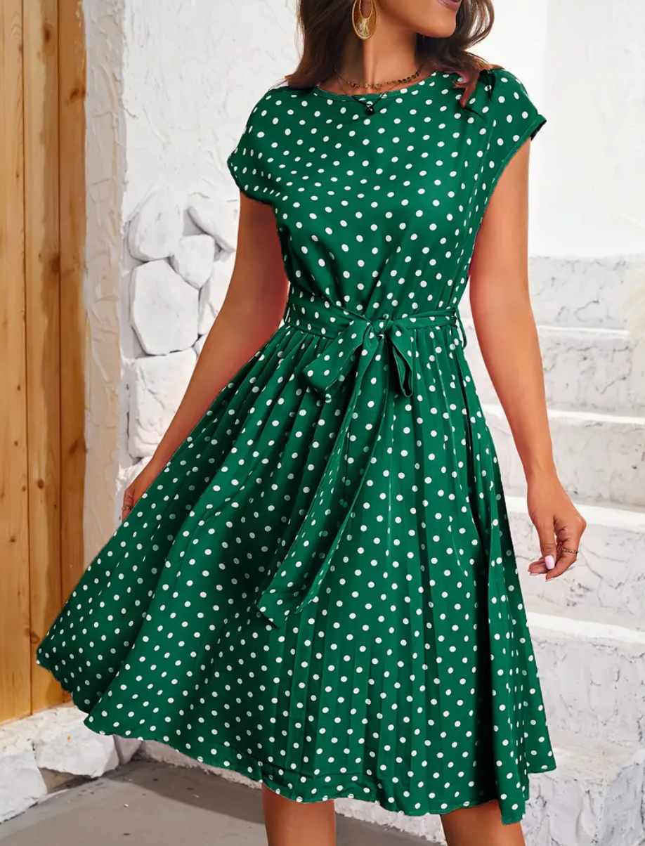 Abito estivo da donna Thea – Abito vintage a pois con taglio fluido ed eleganza senza tempo