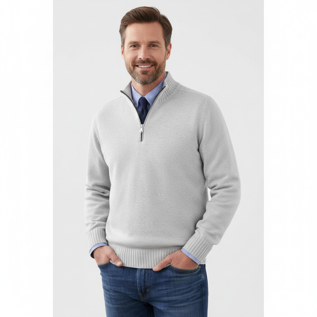 Brad Pull Quarter-Zip Homme – Tricot Doux Respirant avec Col Zippé & Coupe Regular