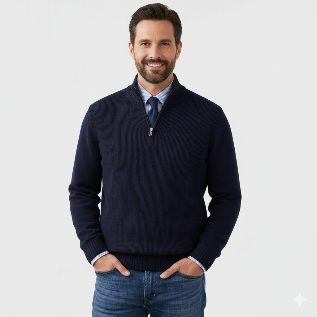 Brad Pull Quarter-Zip Homme – Tricot Doux Respirant avec Col Zippé & Coupe Regular