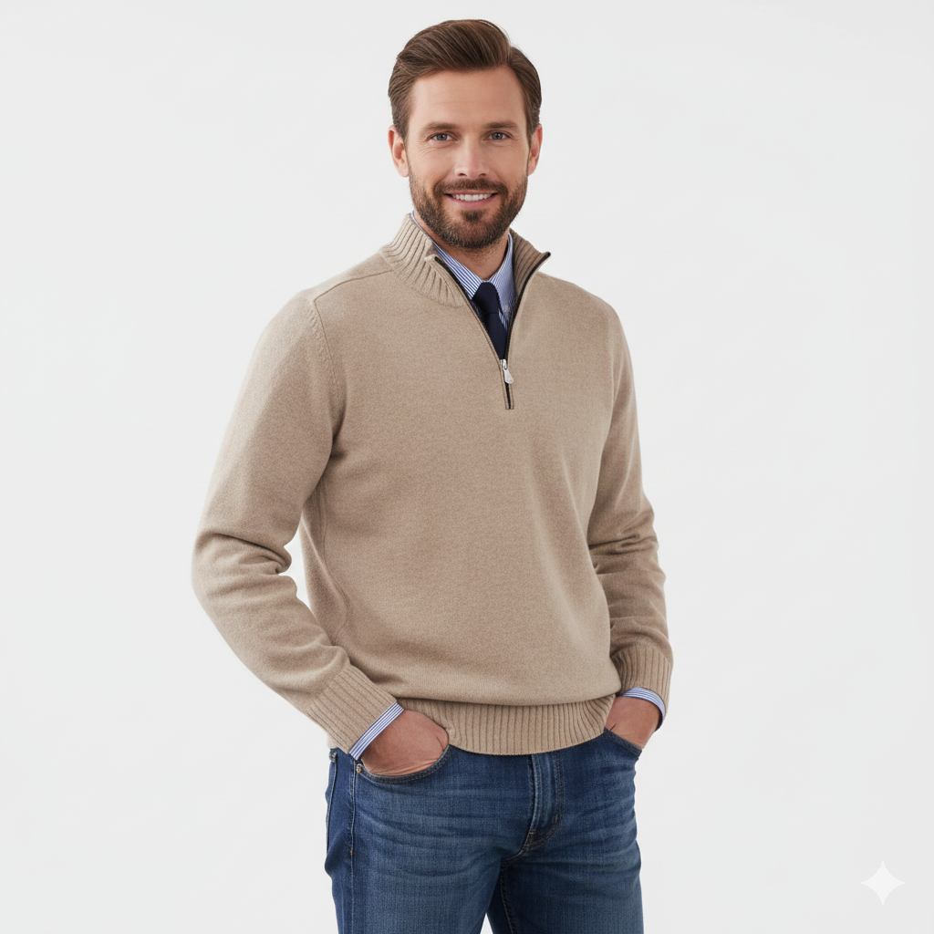 Brad Pull Quarter-Zip Homme – Tricot Doux Respirant avec Col Zippé & Coupe Regular