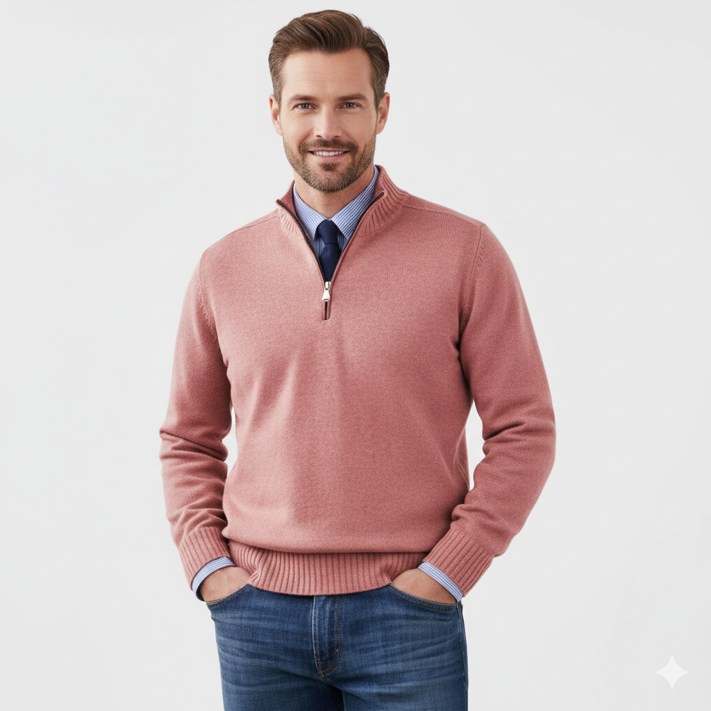 Brad Pull Quarter-Zip Homme – Tricot Doux Respirant avec Col Zippé & Coupe Regular
