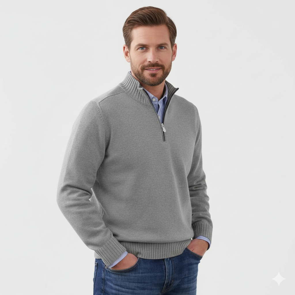 Brad Pull Quarter-Zip Homme – Tricot Doux Respirant avec Col Zippé & Coupe Regular
