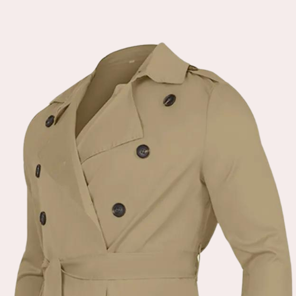 Laurence Trenchcoat Homme – Longue Veste Imperméable avec Coupe Classique & Style Élégant
