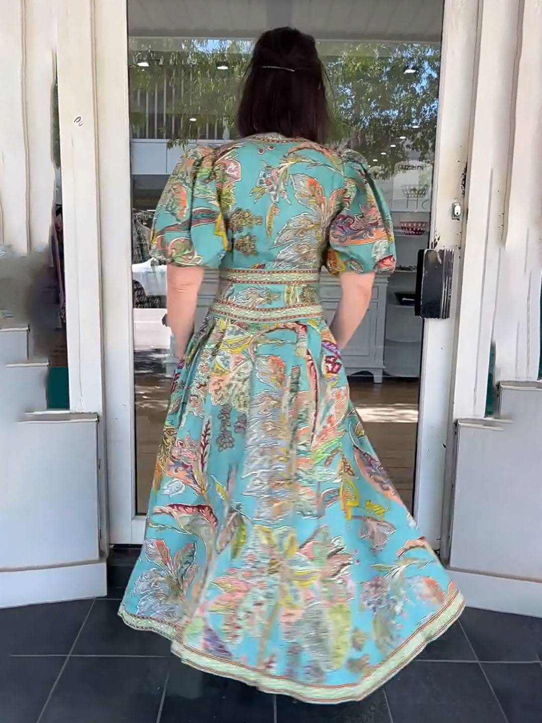 Abito lungo da donna Scarlett - Elegante abito floreale con scollo a V e maniche corte per feste e cerimonie