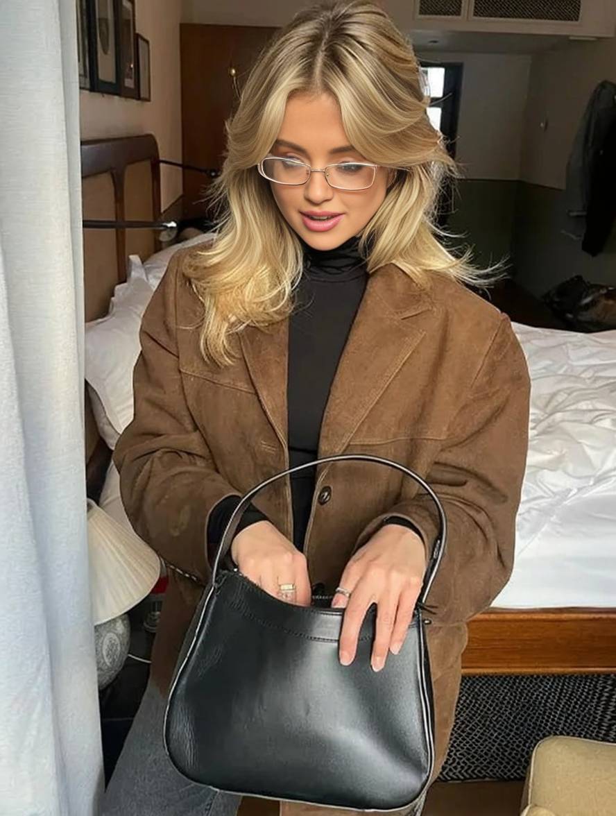 Chelsey Veste Femme en Suède Vintage – Coupe Ample, Élégante & Pratique avec Poches