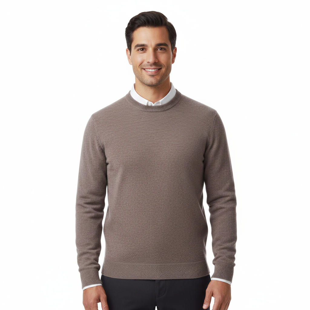 Pulover Cameron cu Guler Rotund pentru Bărbați – Pulover din Lână Merinos Premium Elegant și Respirant