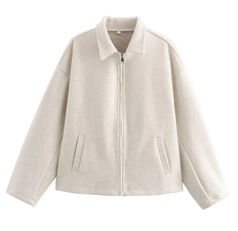 Camille Veste Courte Femme – Jacket Cropped en Laine Mélangée au Style Minimaliste Chic