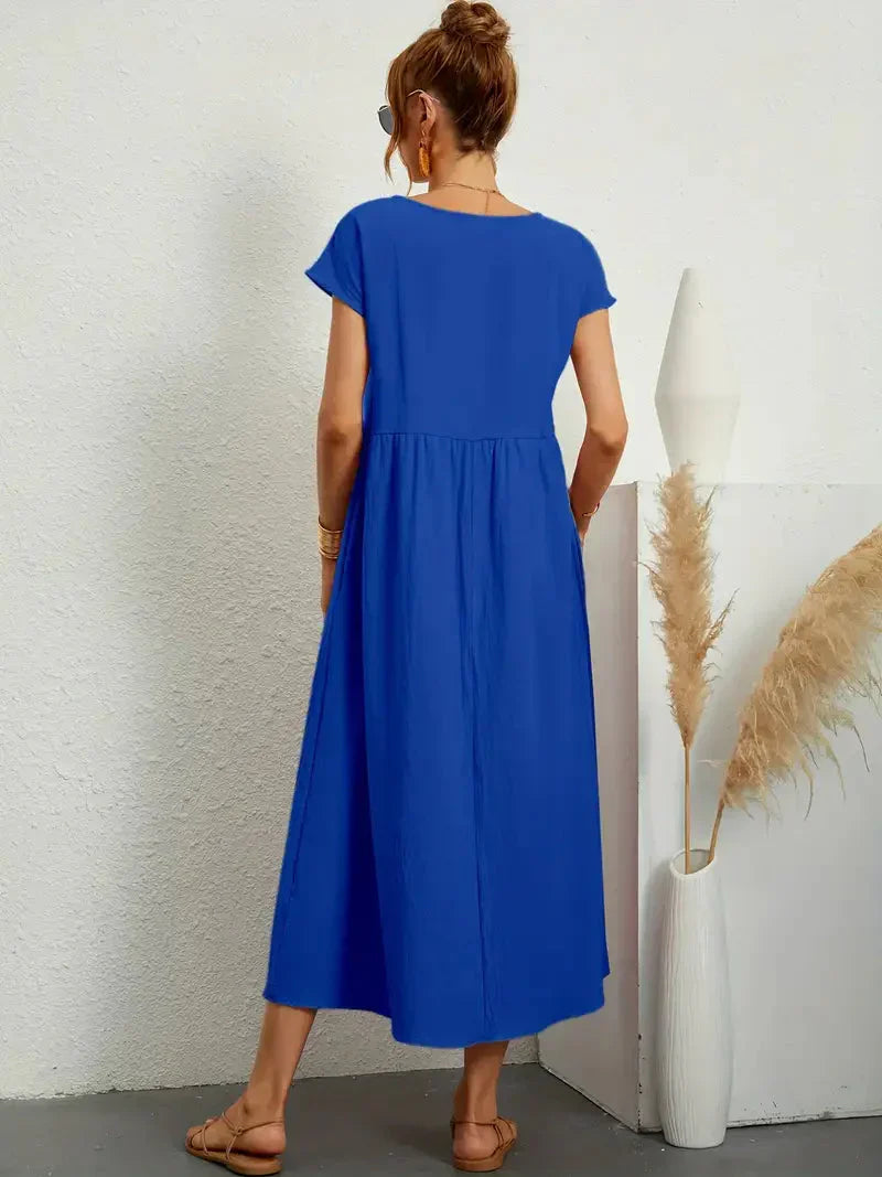 Abito lungo da donna Melody - Abito estivo leggero in misto cotone con vestibilità elegante e stile senza tempo