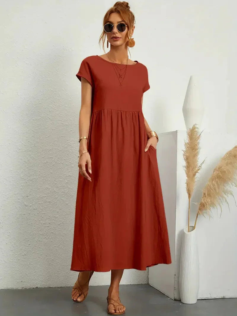 Abito lungo da donna Melody - Abito estivo leggero in misto cotone con vestibilità elegante e stile senza tempo