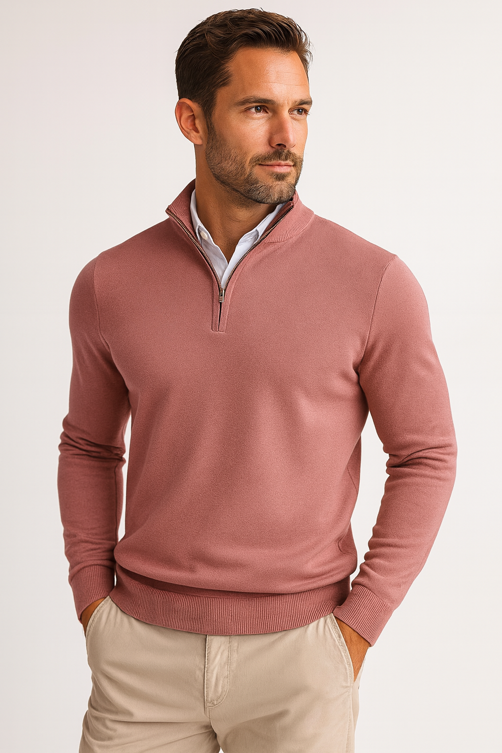 Zane Pull à Col Zippé Homme – Maille Mélange Coton Douce avec Coupe Moderne & Confort Toutes Saisons