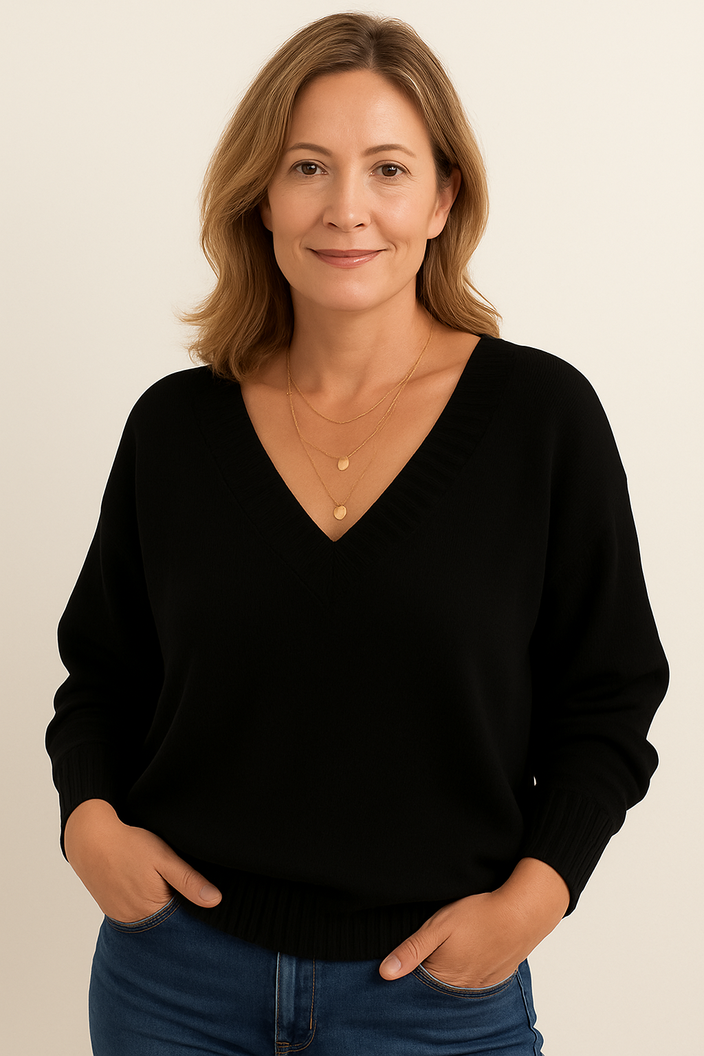 Zeyann női V-nyakú kasmír pulóver – 100% prémium kasmír, puha, meleg és klasszikus szabású