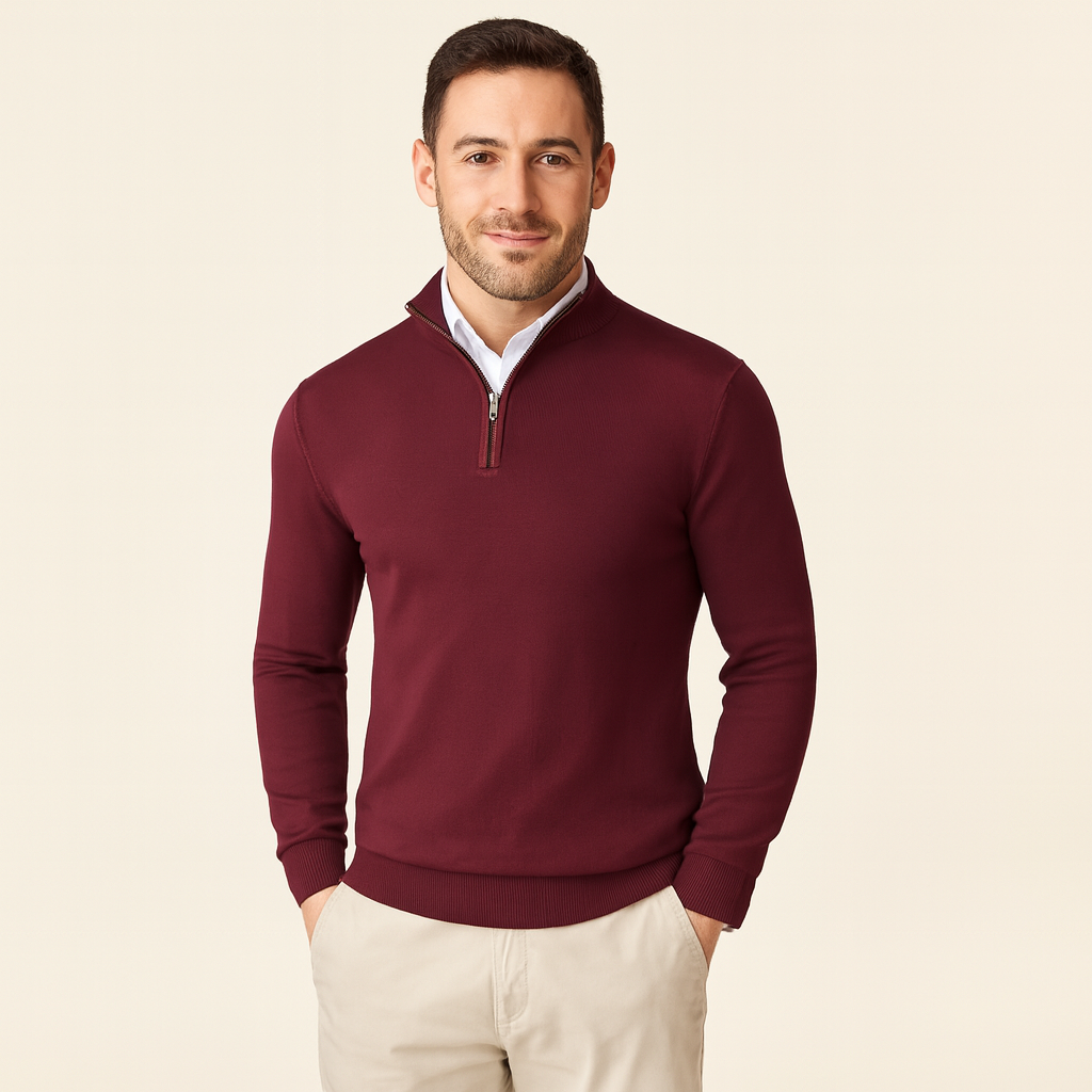 Zane Pull à Col Zippé Homme – Maille Mélange Coton Douce avec Coupe Moderne & Confort Toutes Saisons
