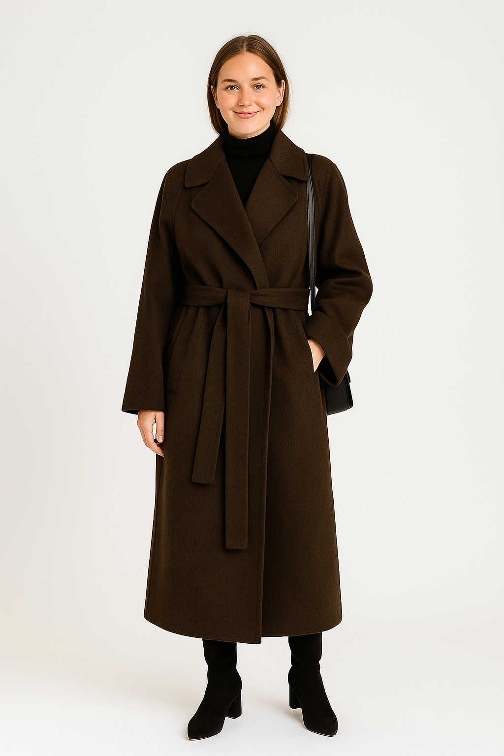 Talitha Μακρύ Παλτό Γυναικείο Κομψό – Παλτό από Μάλλινο Μείγμα με Κλασικό Γιακά με Ανάποδη Όψη