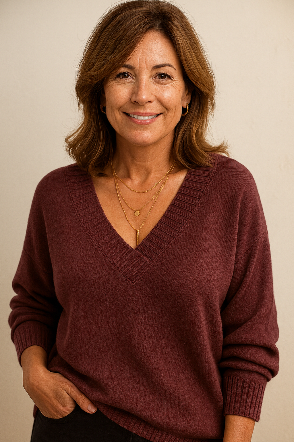 Zeyann női V-nyakú kasmír pulóver – 100% prémium kasmír, puha, meleg és klasszikus szabású