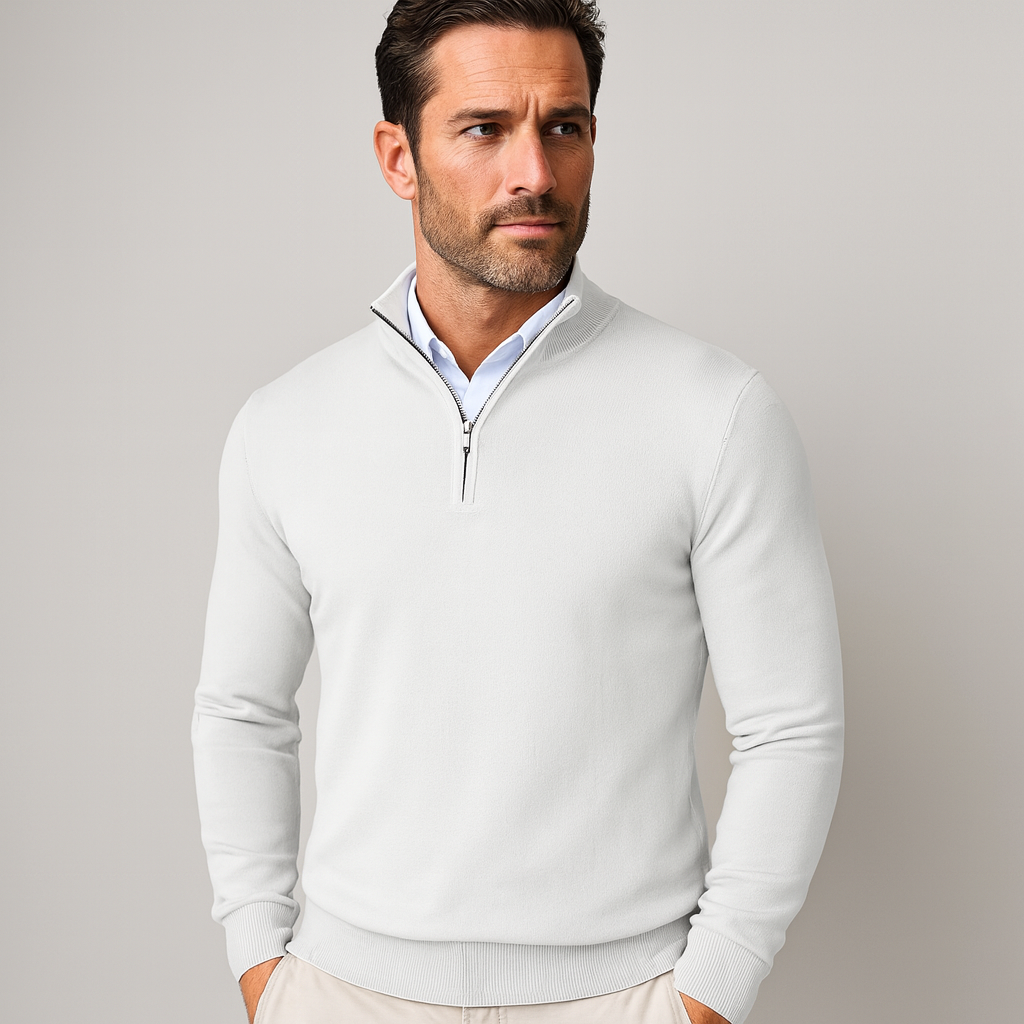 Zane Pull à Col Zippé Homme – Maille Mélange Coton Douce avec Coupe Moderne & Confort Toutes Saisons