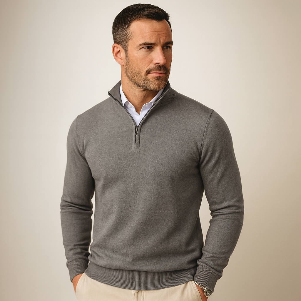Zane Pull à Col Zippé Homme – Maille Mélange Coton Douce avec Coupe Moderne & Confort Toutes Saisons