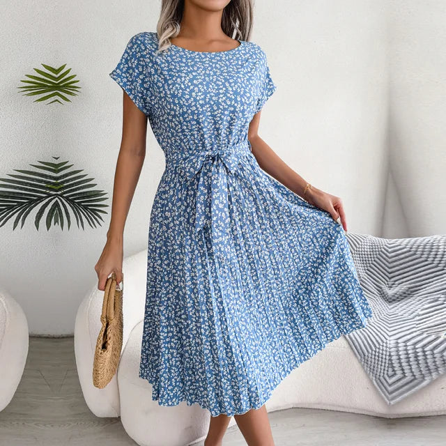 Abito estivo da donna Julia – Abito leggero a fiori con vestibilità ampia e scollo a barchetta
