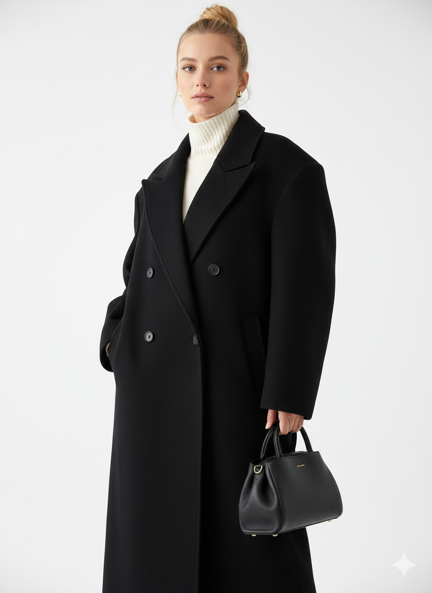 Claudia Manteau Oversize Γυναικείο – Κομψό Σακάκι με Διπλό Κουμπί & Δομημένους Ώμους