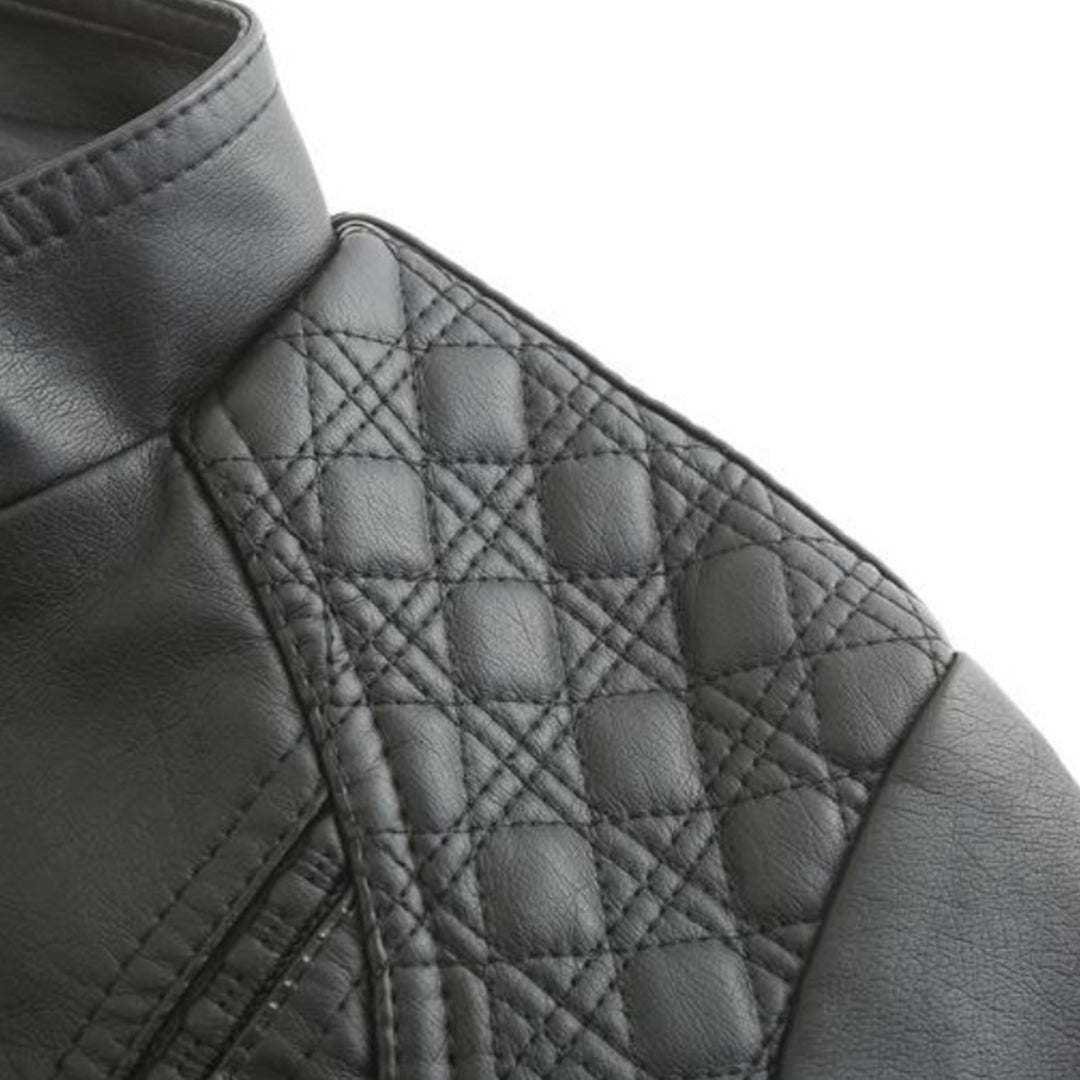 Janiyah Veste Femme en Cuir – Col Montant Chic, Fermetures Éclair & Style Moderne Élégant