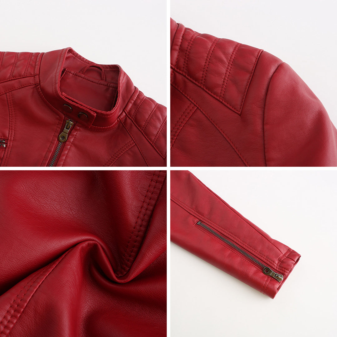 Giacca da donna Andrijana – Elegante giacca in morbida pelle con chiusura asimmetrica