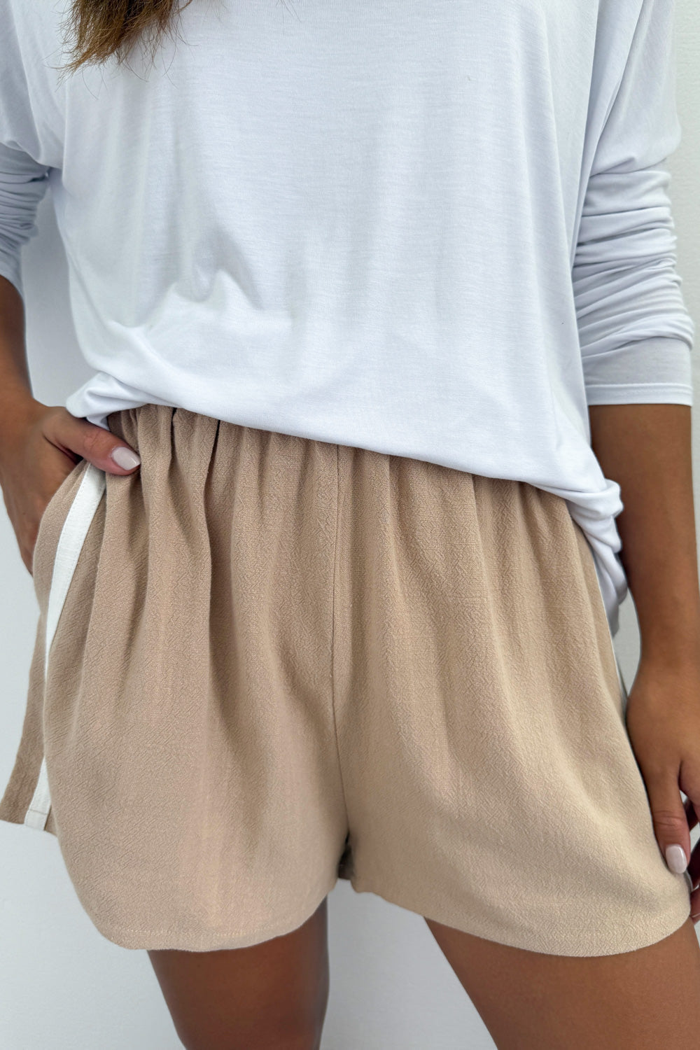Pantaloncini in lino da donna Courtney – Pantaloncini estivi traspiranti con elastico in vita e vestibilità ampia