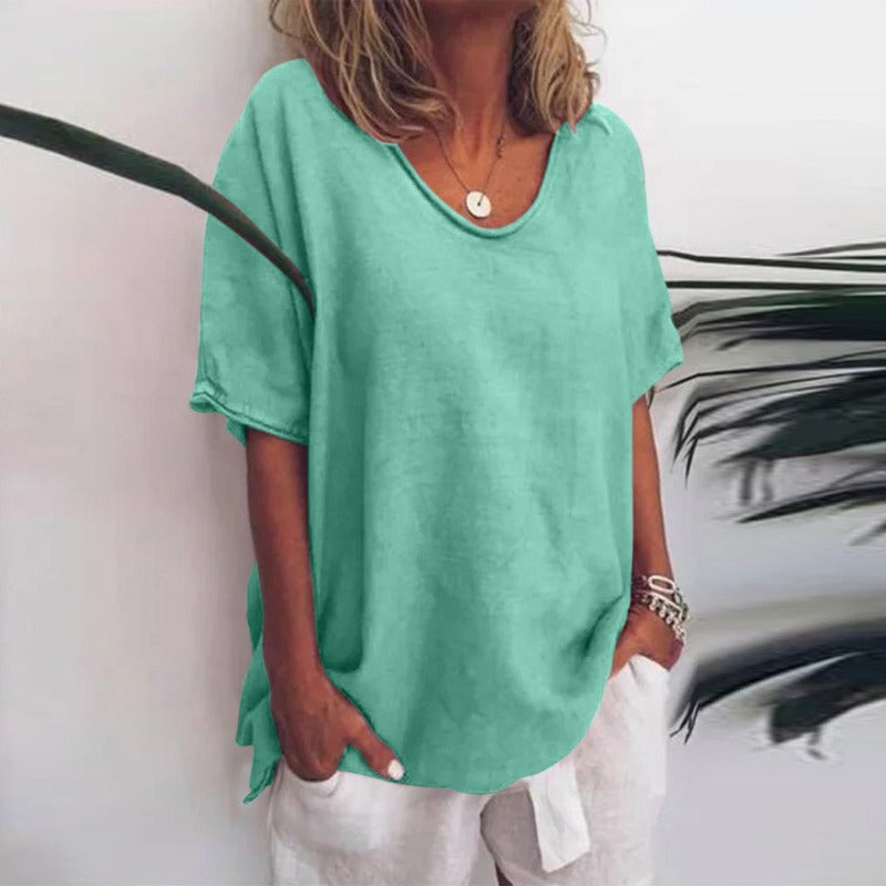 Ana Blouse Femme Classique – Blouse à Coupe Ample et Manches Courtes pour un Look Décontracté