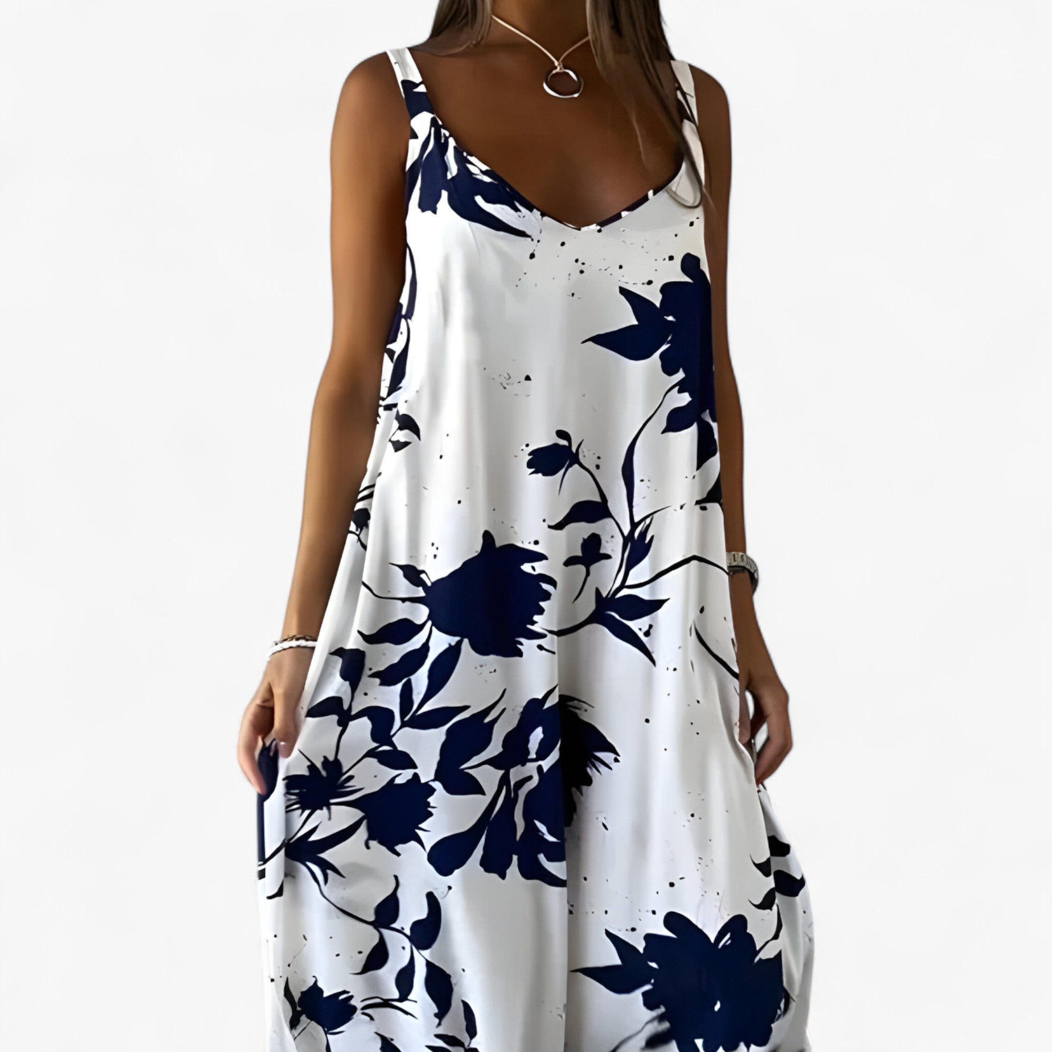 Daniela Robe Été Femme – Robe Fleurie Sans Manches en Coton Léger pour Journées Ensoleillées