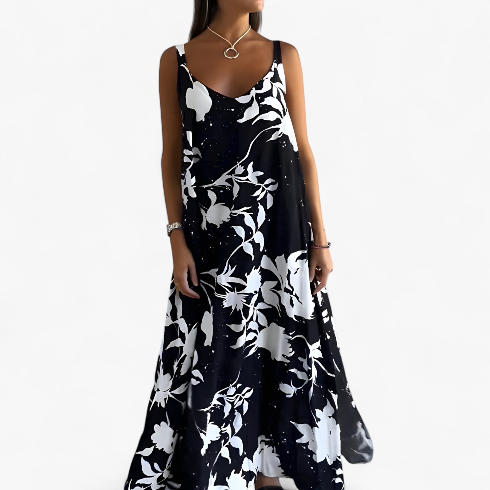 Daniela Robe Été Femme – Robe Fleurie Sans Manches en Coton Léger pour Journées Ensoleillées