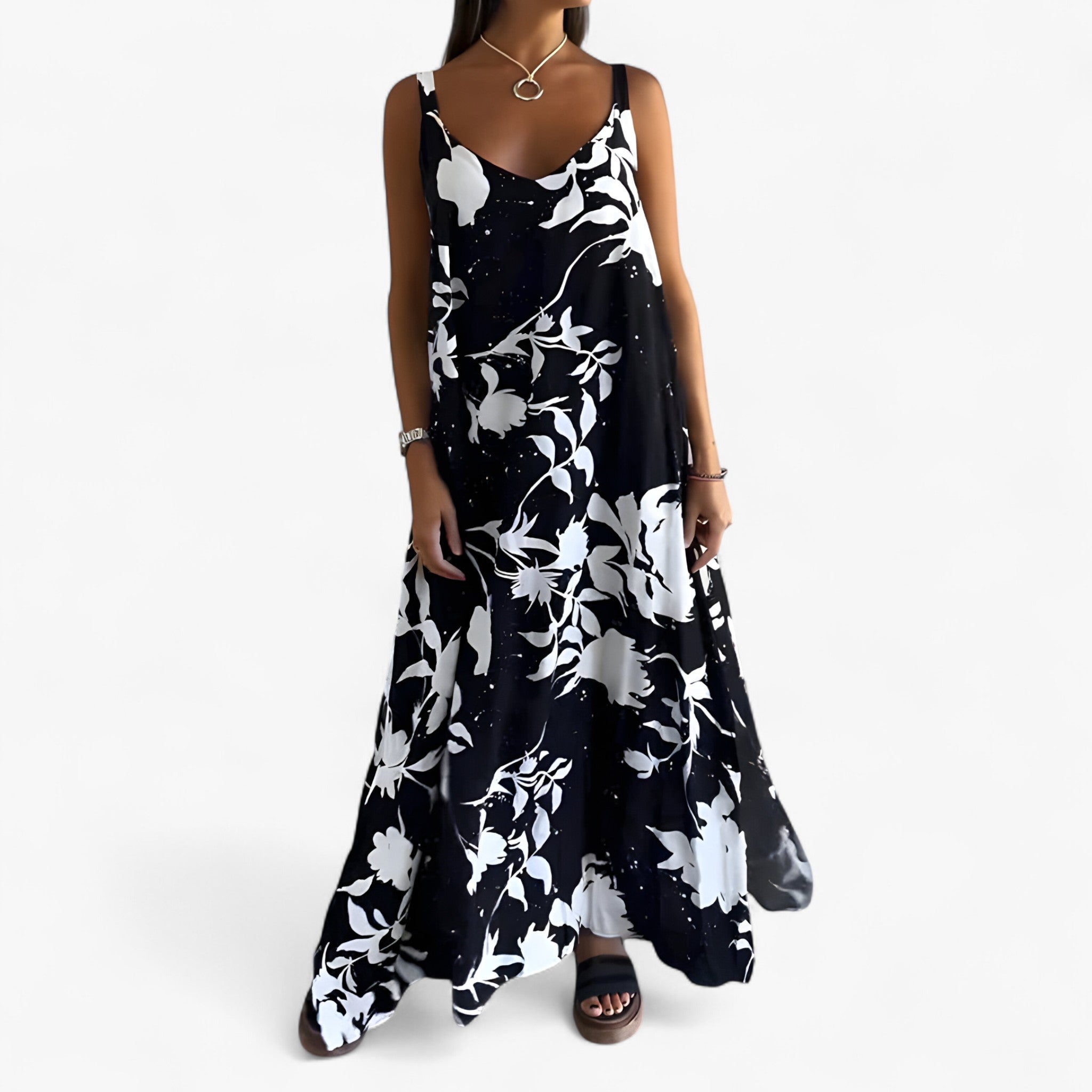 Daniela Robe Été Femme – Robe Fleurie Sans Manches en Coton Léger pour Journées Ensoleillées