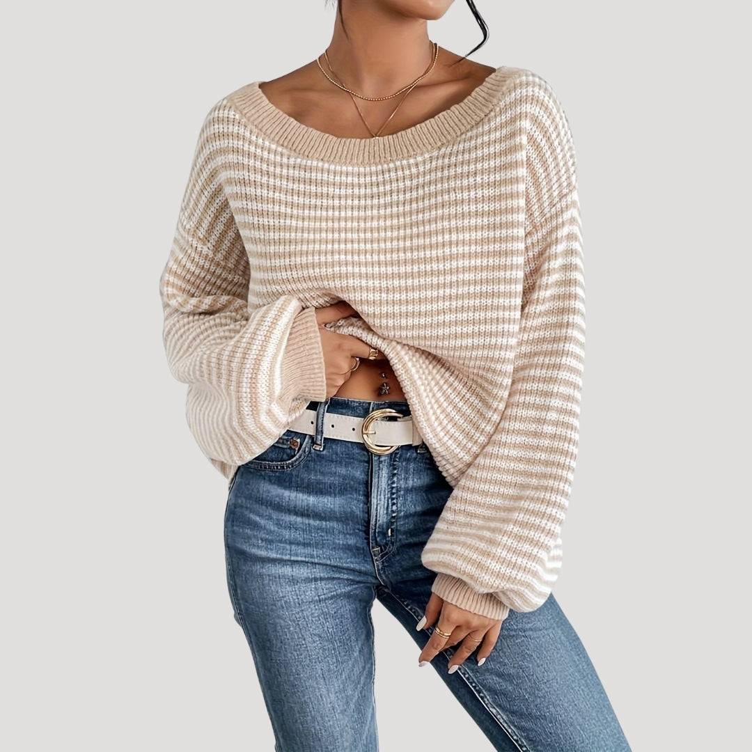 Hannah Pull Woman with Stripes – Soft Knit, Relaxed Fit with Boat Neck & Classic Stripe Pattern