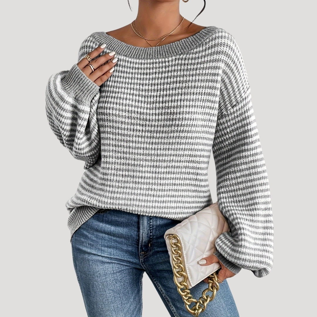 Hannah Pull Woman with Stripes – Soft Knit, Relaxed Fit with Boat Neck & Classic Stripe Pattern