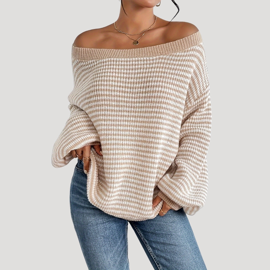 Hannah Pull Woman with Stripes – Soft Knit, Relaxed Fit with Boat Neck & Classic Stripe Pattern