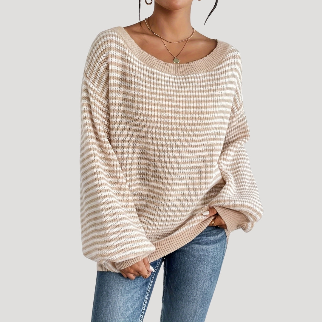 Hannah Pull Woman with Stripes – Soft Knit, Relaxed Fit with Boat Neck & Classic Stripe Pattern