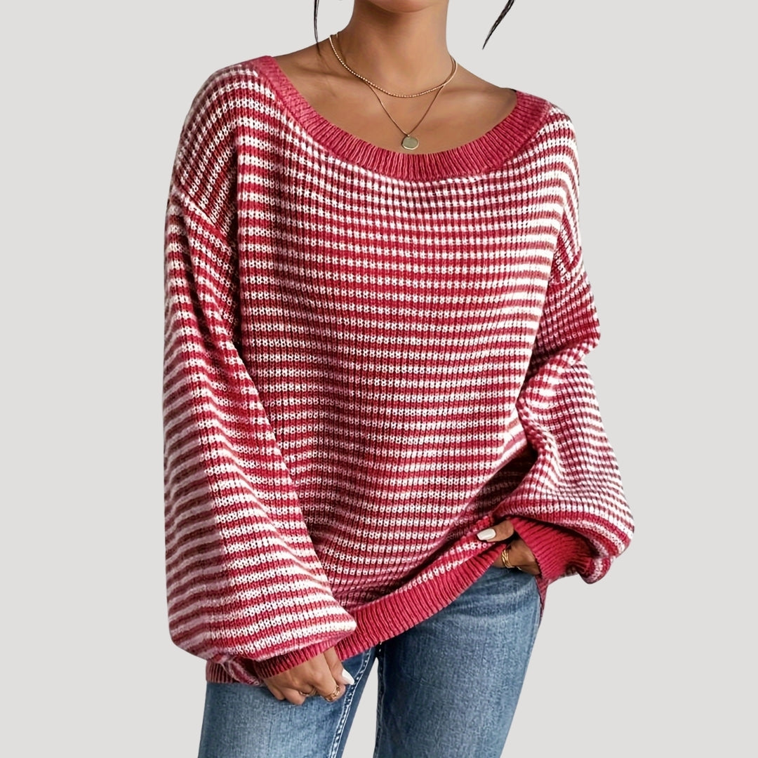 Hannah Pull Woman with Stripes – Soft Knit, Relaxed Fit with Boat Neck & Classic Stripe Pattern
