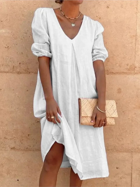 Robe Midi Femme Fanny – Élégante Robe d’Été avec Coupe Flatteuse & Confort Respirant