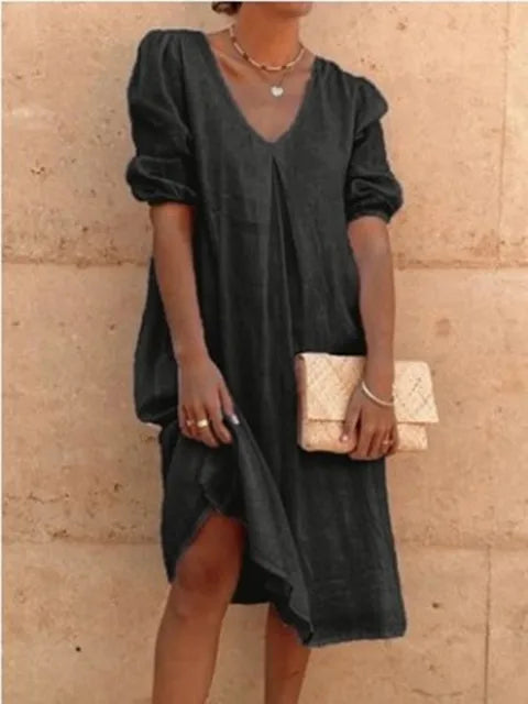 Robe Midi Femme Fanny – Élégante Robe d’Été avec Coupe Flatteuse & Confort Respirant