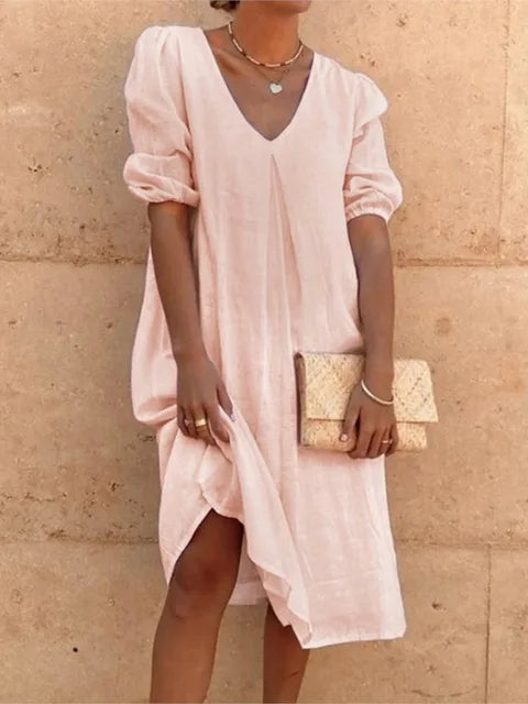 Robe Midi Femme Fanny – Élégante Robe d’Été avec Coupe Flatteuse & Confort Respirant