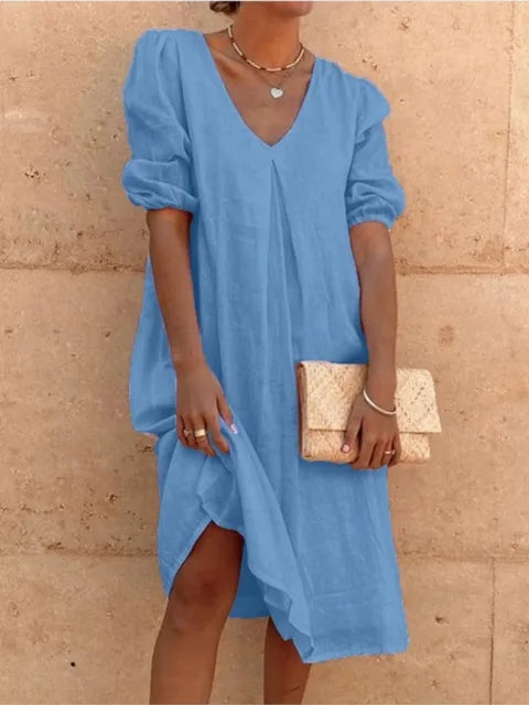 Robe Midi Femme Fanny – Élégante Robe d’Été avec Coupe Flatteuse & Confort Respirant