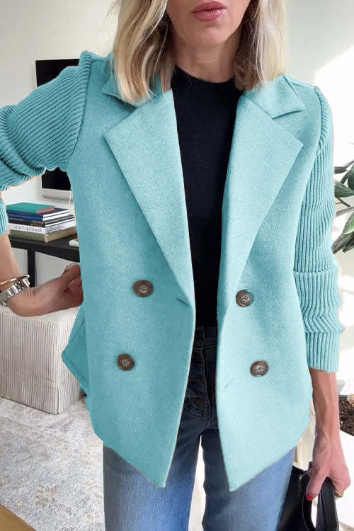 Charina Blazer Tricot Donna – Giacca Doppiopetto con Colletto a Risvolto e Maniche Lunghe