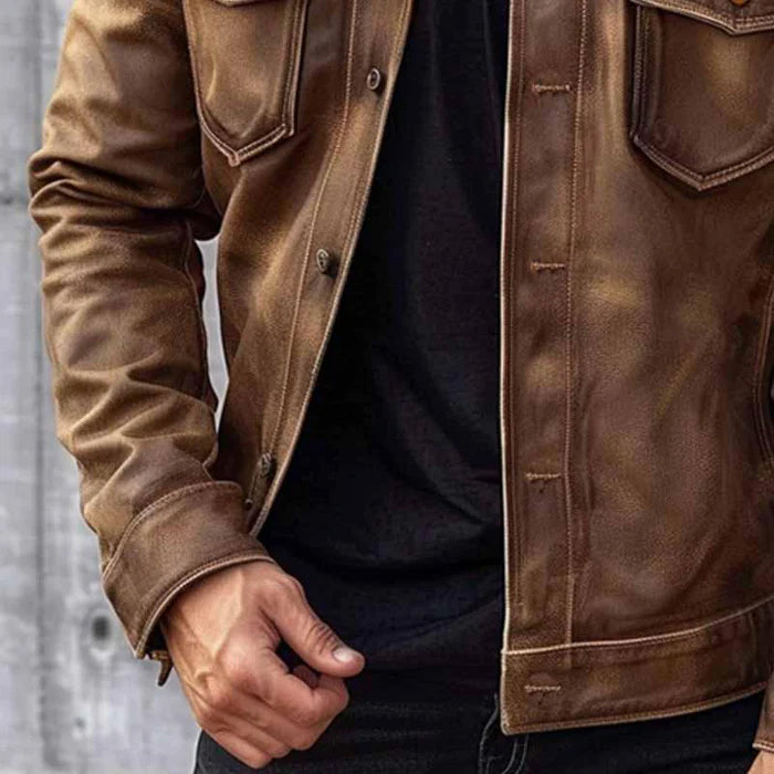 Giacca da uomo Pierre Vintage: giacca in pelle elegante e resistente con uno stile senza tempo