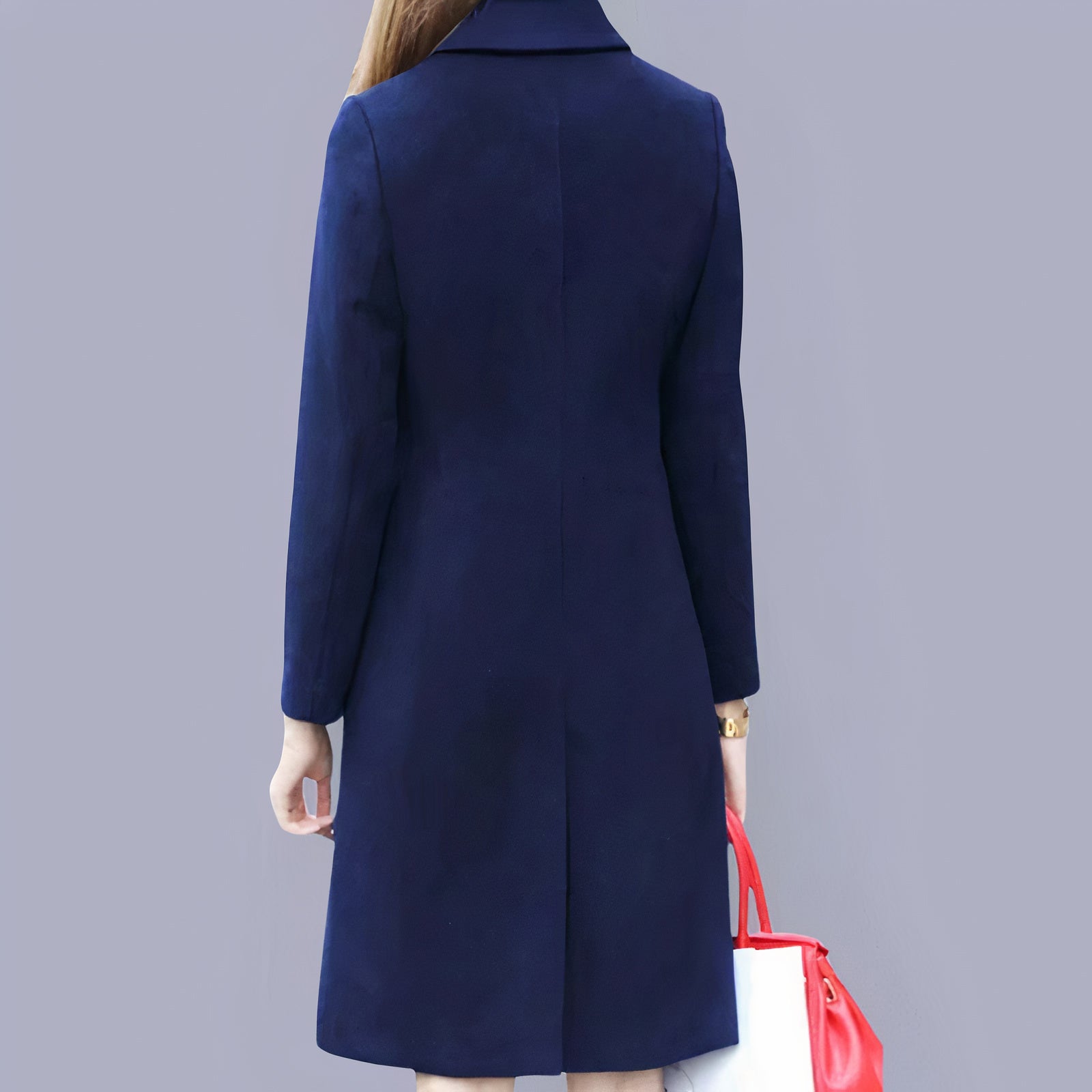 Cappotto elegante da donna Analia - Classico lungo con colletto chic, bottoni e vestibilità comoda