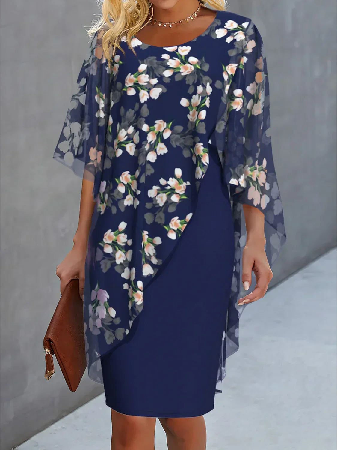 Abito in chiffon da donna Lysiane - Eleganza floreale e comfort leggero per varie occasioni