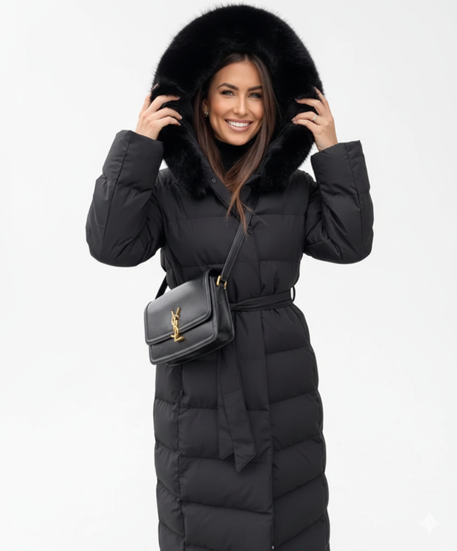Eleva Manteau Long Femme – Veste Hiver Chaude Déperlante avec Capuche & Coupe Élégante