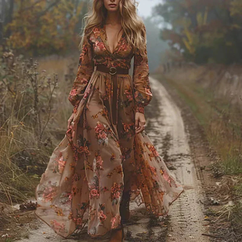 Eliana Robe Maxi Boho – Robe à Volants pour Femme, Style Décontracté et Élégant