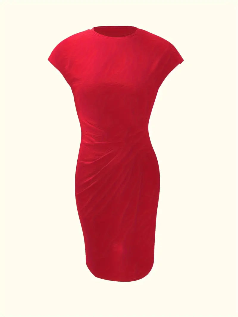 Mylène Robe Midi Femme – Élégante Coupe Flatteuse & Col Rond, Disponible en Plusieurs Couleurs