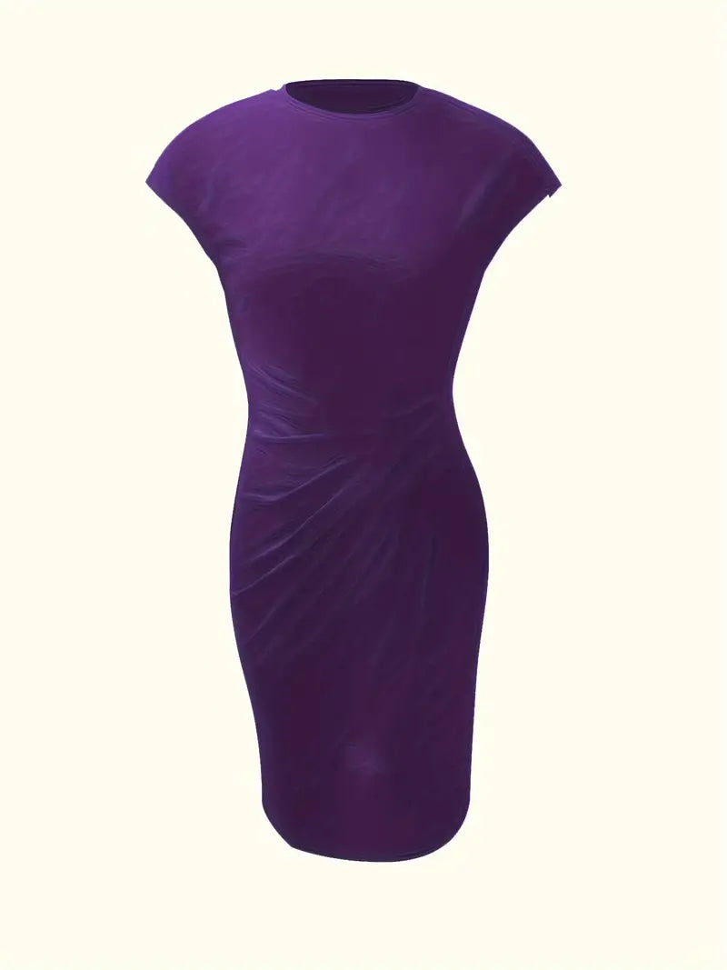 Mylène Robe Midi Femme – Élégante Coupe Flatteuse & Col Rond, Disponible en Plusieurs Couleurs